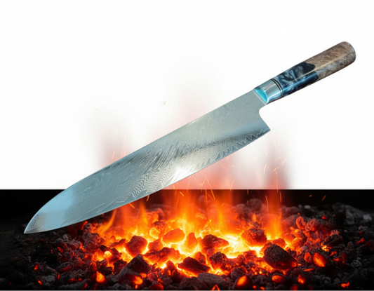 Kanpeki XL Koksmes – 24,5 cm Damascus VG10, 61 HRC